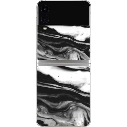 Black and White Marble Ink Galaxy Z Flip3 5G Skin